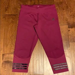 Adidas Burgundy Climalite Cropped Leggings